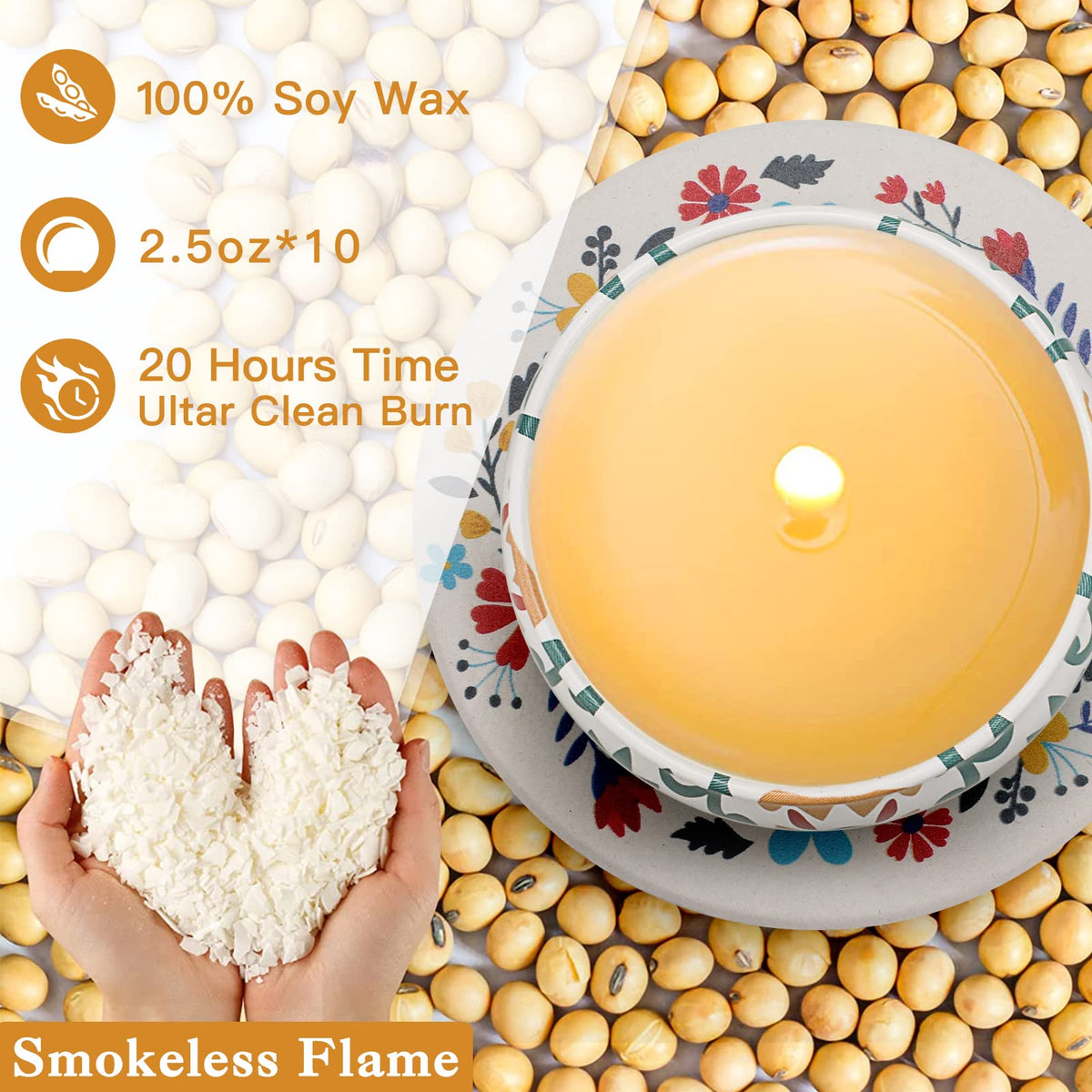 Scented Candles Gift Set, 10 Pack Candles for Home Scented, 250 Hour Long Lasting Soy Candle with Two Coasters, Gifts for Women, Aromatherapy Candle for Stress Relief, Relaxation, Bath, Yoga
