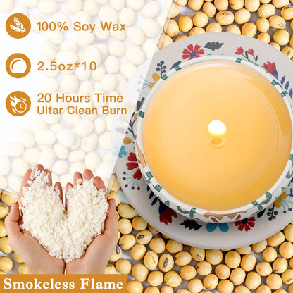Scented Candles Gift Set, 10 Pack Candles for Home Scented, 250 Hour Long Lasting Soy Candle with Two Coasters, Gifts for Women, Aromatherapy Candle for Stress Relief, Relaxation, Bath, Yoga