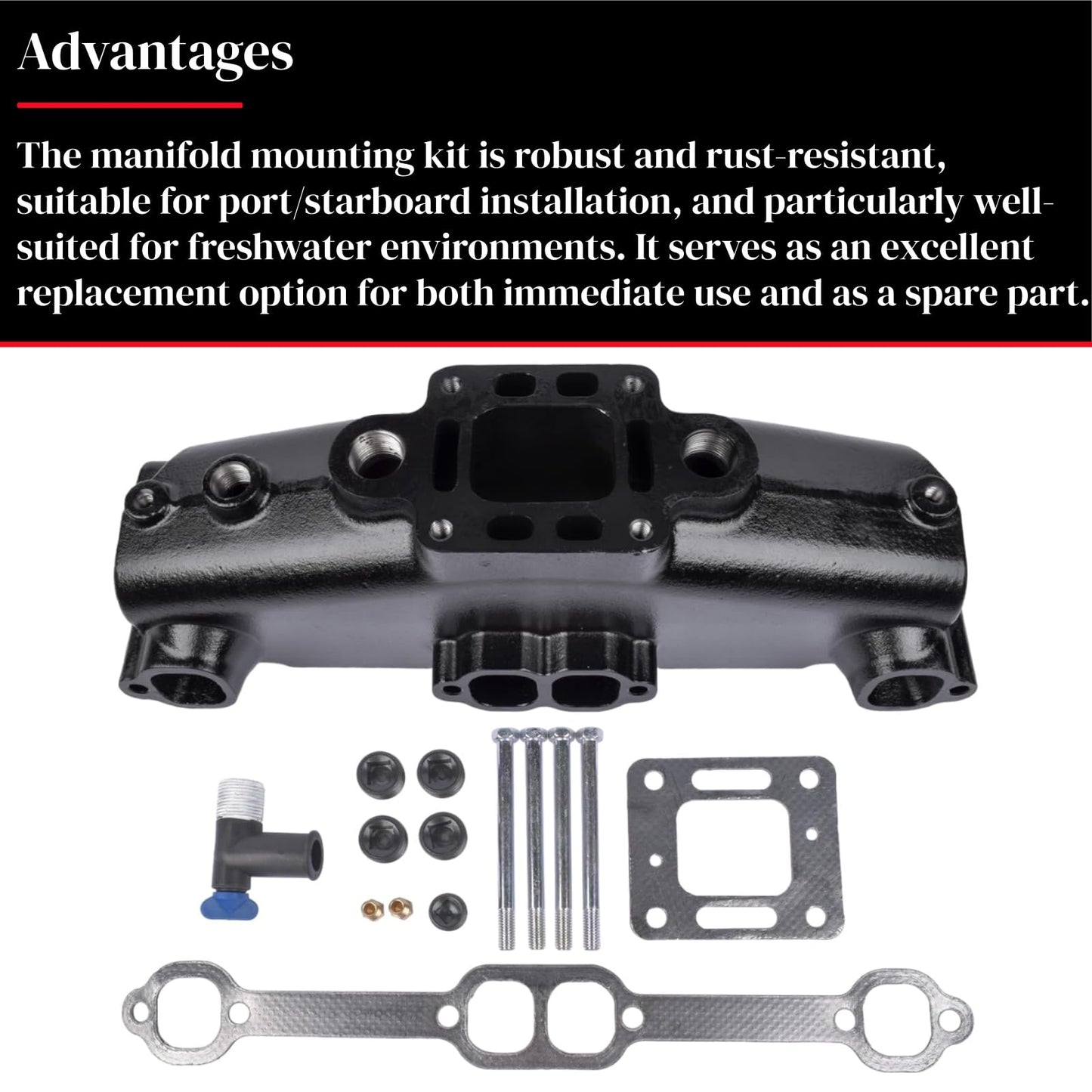 Exhaust Manifold 860246A10 Replacement for Mercruiser MCM/MIE GM V8 305 350 377 Engines 1983-2002 5.0L 5.7L, Port/Starboard Side #860246Q11,87114A19,9-40507 Mixizap