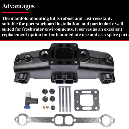 Exhaust Manifold 860246A10 Replacement for Mercruiser MCM/MIE GM V8 305 350 377 Engines 1983-2002 5.0L 5.7L, Port/Starboard Side #860246Q11,87114A19,9-40507 Mixizap