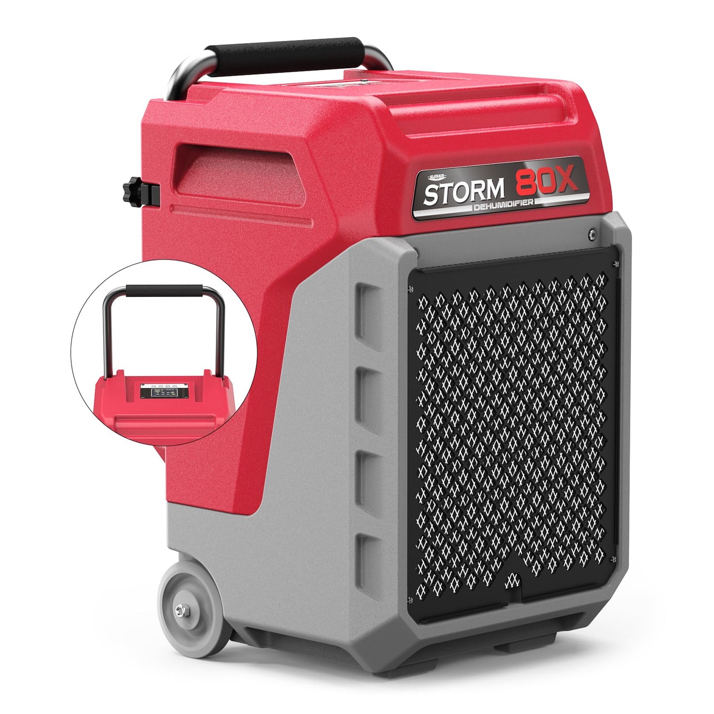 ALORAIR 170 PPD Commercial Dehumidifier with Pump & Drain Hose, LGR Industrial Use, Portable Dehumidifier with Wheels for Water Damage Restore, Carpet Drying, 6-Year Limited Warranty, Storm 80X (Red)
