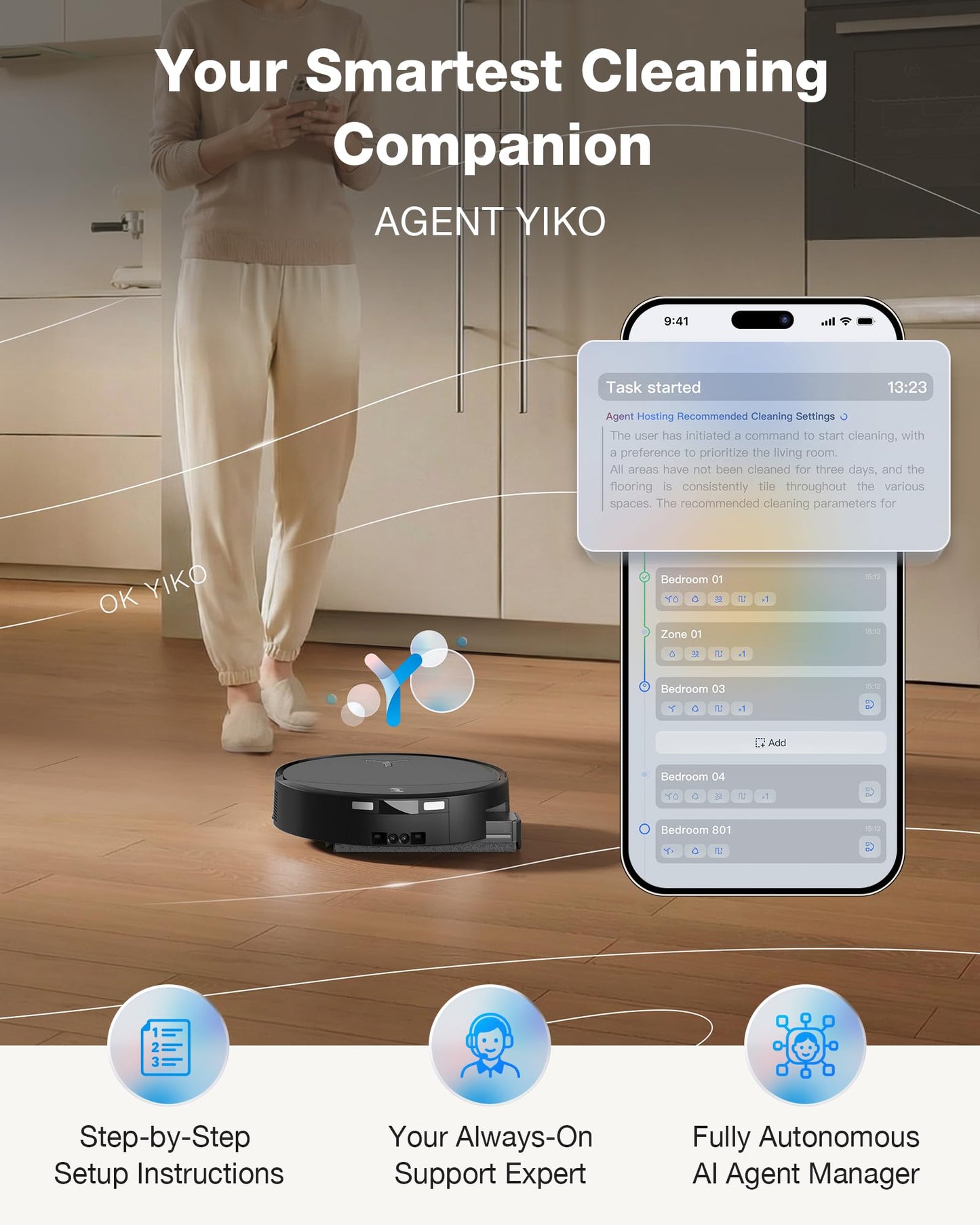 ECOVACS DEEBOT X9S PRO Omni Robot Vacuum and Mop, 30,000Pa Suction, Instant Self-Cleaning OZMO Roller Mop, TruEdge Deep Edge Cleaning, ZeroTangle, Dual-Cleaning Solution System, AI Obstacle Avoidance