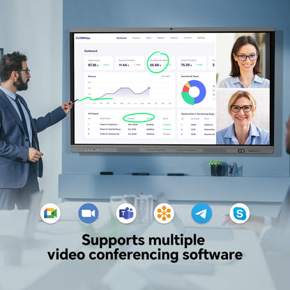 Dornium 86" Smart Board, 4K Digital Whiteboard for Office, Hybrid Work & Classrooms, Google EDLA-Certified Interactive Whiteboard with Android 14, OTA Updates & Open Apps Ecosystem, 8+128GB Storage