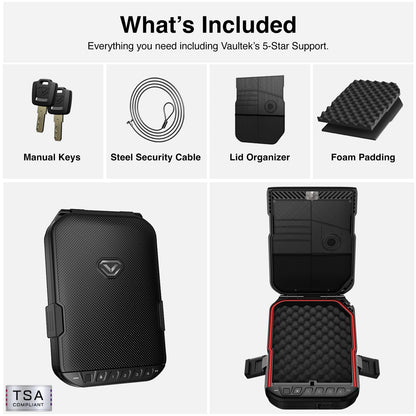VAULTEK LifePod Secure Waterproof Travel Case Rugged Electronic Lock Box Travel Organizer Portable Handgun Case with Backlit Keypad (Covert Black) (Biometric)