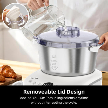 AIZIYO DoughChief, 7.4QT Dough Maker, Dough Mixer with Ferment Function, 304 Stainless Steel Bowl, Removeable lid, Face-up Touch Panel, Electric Dough Proofing Box for Pizza & Bread