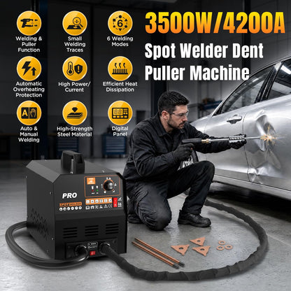 Dent Puller Welder 3500W/4200A Spot Welder Dent Puller with 6 Welding Models, 15 Accessories Stud Welder Dent Repair Kit Manual & Auto Pro Spot Dent Puller for Car, Truck Body Dent Removal Tool 110V