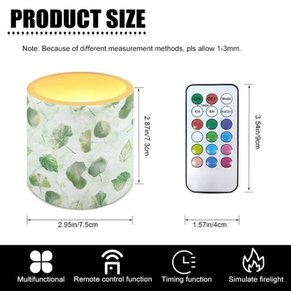 NETILGEN Green Leaf 3 inch Flameless LED Candles with Remote Timer Set of 4 Home Decorative Realistic Flickering Flameless Candles with Battery Powered