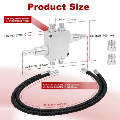New Hydraulic Cushion Valve Kit Compatible with Mini Excavator Swivel Motor, Compatible with Most Mini Excavators & Equipment with 1/4” Hydraulic Hoses & M14×1.5 Threaded Ports