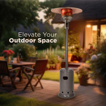 Amazon Basics 46,000 BTU Portable Outdoor Propane Patio Heater with Wheels, Commercial & Residential with Water Tank, Adjustable Heat Output, 9-Foot Radius, Slate Gray, 32.1"L x 32.1"W x 91.3"H