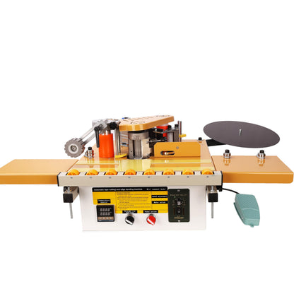 Edge Banding Machine, Portable Woodworking Edge Bander Curve Straight, Dual-Side Glue Application, Automatic Tape Breaking&Intelligent Temperature Control & Adjustable Speed 5-10m/min (110V)