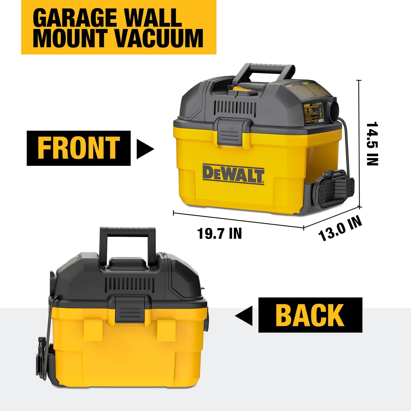 DEWALT Portable 6 Gallon 5 Horsepower Wall-Mounted Garage Wet Dry Vacuum Cleaner DXV06G