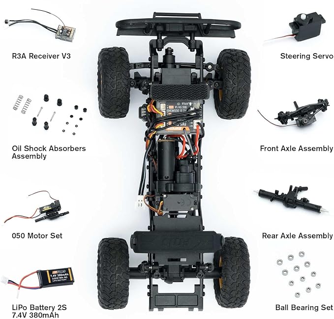 EAZYRC FMS 1/24 FCX24M RC Crawler RTR Land Rover Series with Licensed 1/24 RC Truck 4X4 Mini RC car with Lighting 2.4Ghz Remote ControlBattery (Discovery)