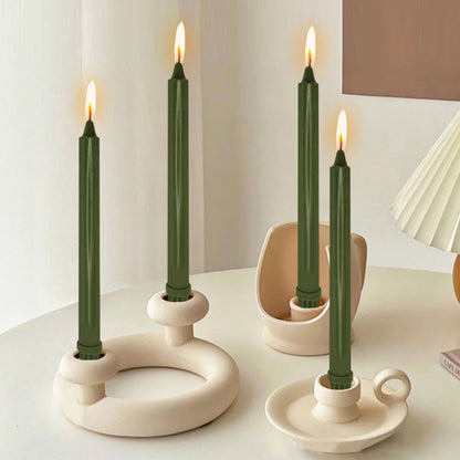 NJAO HOO Olive Green Taper Candle 10 Inch Christmas Candlesticks Unscented Dripless Handmade Candles for Home Decor Dinner New Year Party, 4 Pack