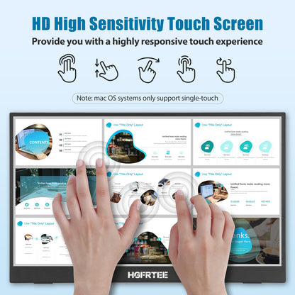 HGFRTEE Portable Monitor Touchscreen 14", 1920x1200 60Hz USB-C & FHD External Display Touch Screen for Laptop/Mac/Gaming/Office, VESA Mountable Travel Monitor with Built-in Speakers-LCD Panels