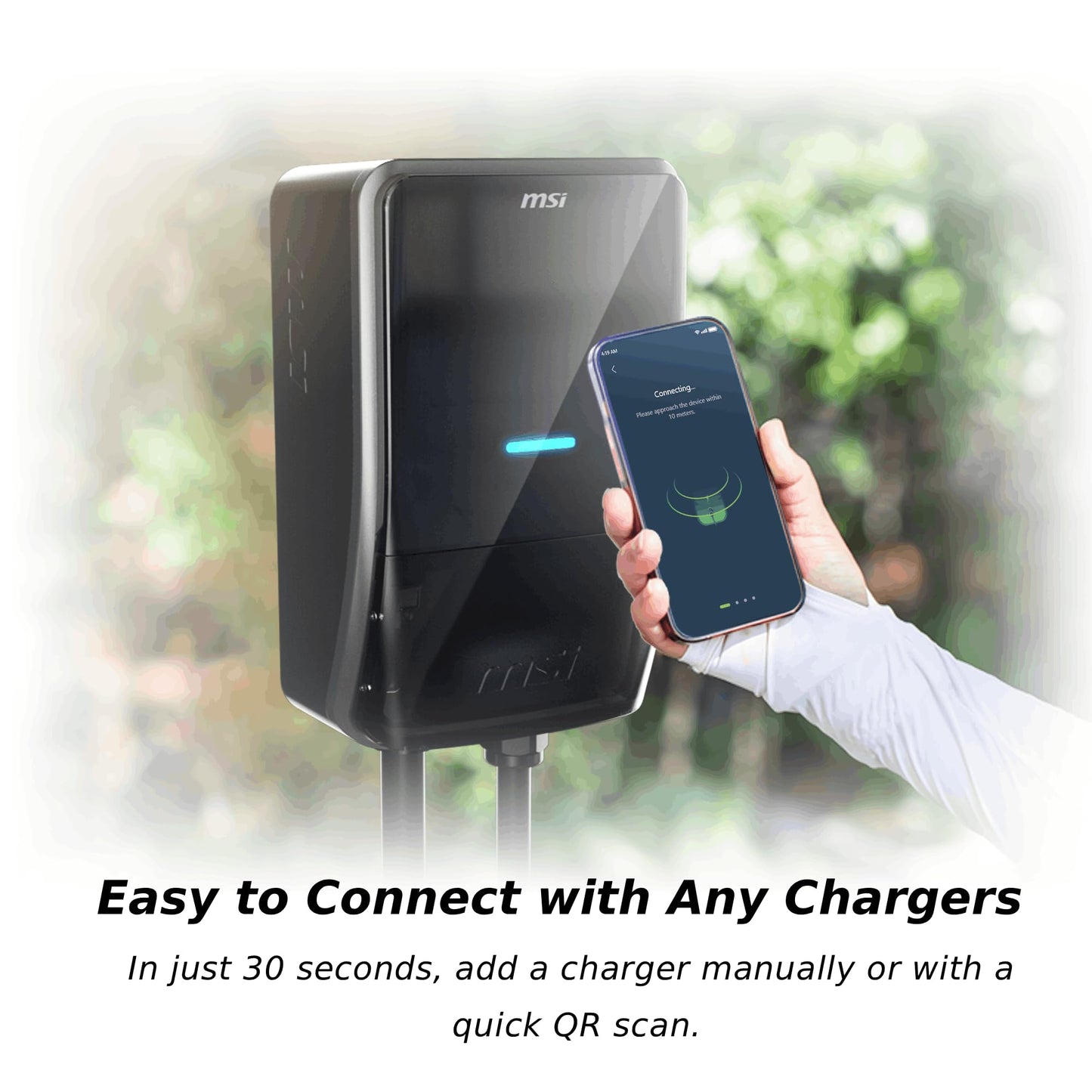 MSI EV Life NACS Hardwired, Level 2 Charger, 240V, 60A, 14.4 kW, IP55 Rated-Water and dust Resistant, IK08 Impact Resistant, UL2594 Certified, Energy Star, 5 Years Warranty
