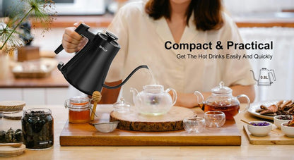 Onlicuf Gooseneck Electric Kettle 0.8L - Matte Black Tea Kettle with Auto Shut Off, Boil-Dry Protection & BPA-Free, Precision Electric Water Kettle for Pour Over Coffee