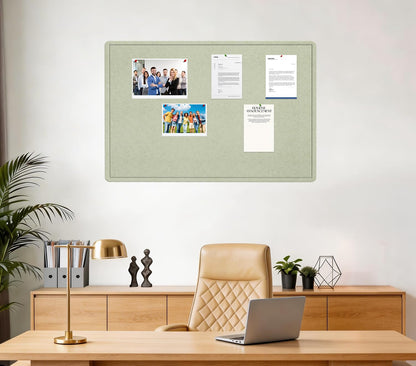 Bulletin Board, 36 X 24 inches Cork Board with 20 Pushpin, Felt Cork Board Notice Pin Board, Self-Adhesive Vision Board Mood Board Foldable Photo Board for Wall - Sage Green