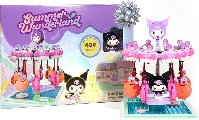 Hamee Sanrio Hello Kitty and Friends ‘Summer Wunderland’ Cute Water Theme Park Building Block Set Birthday Gift Party Favor Stress Relief Collectible Toy Compatible with Lego Block – Kuromi