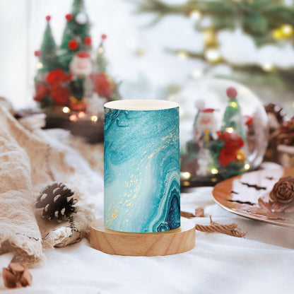 Qilmy Flameless Candles 2PCS,Abstract Ocean Marble Battery Operated LED Pillar Candles with Remote Control, Radiance Candles