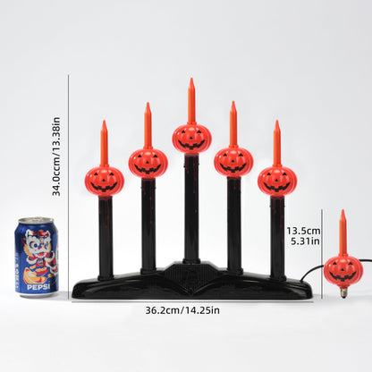 Hobbynors Skull Candelabra, Plug-in Electric Gothic Light with 5 Flickering LED Candles, Macabre Home Decor for Spooky Table Centerpiece, Halloween Party Décor