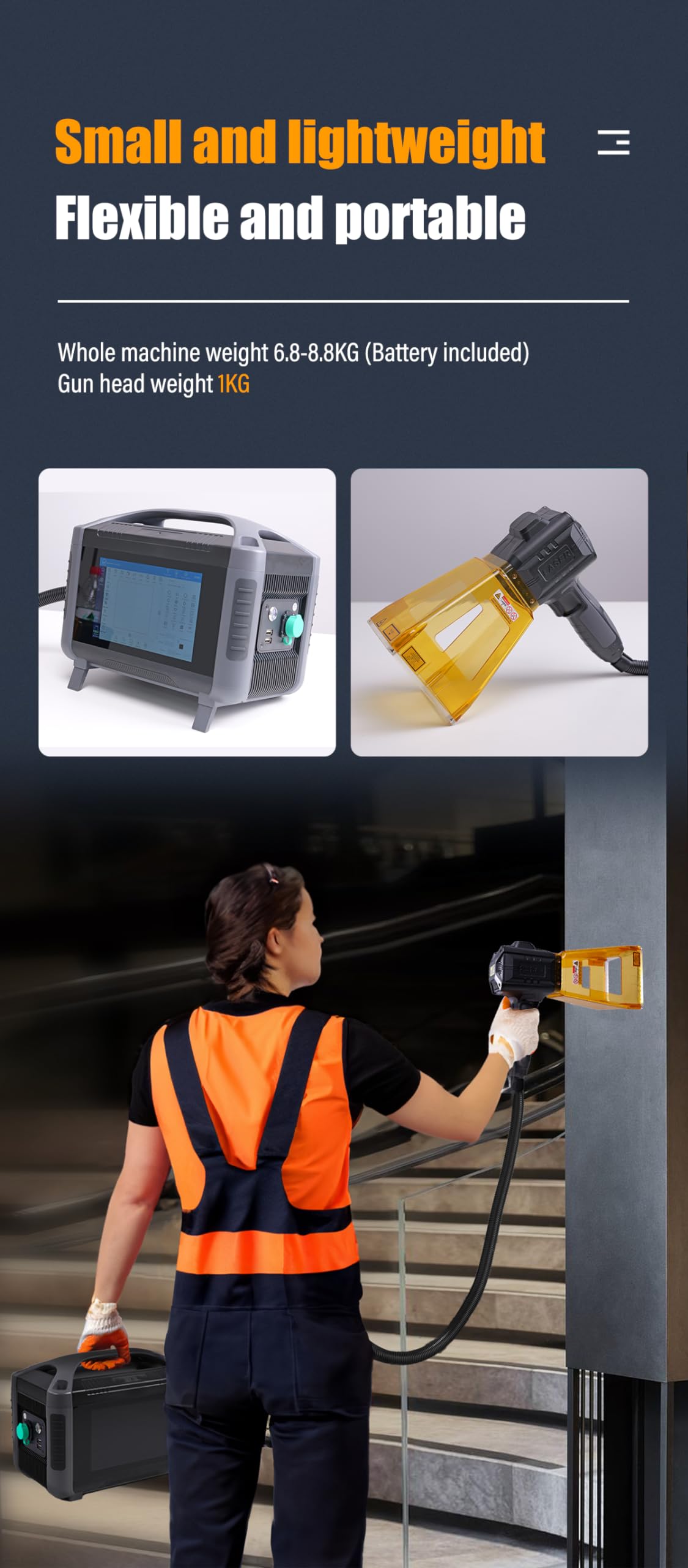 Fiber Laser Engraver Handheld Laser Marking Machine 30W Portable Laser Marker 100mm Logo Printing for Metal 110/220V Laser Engraving Machine for QR Text,Nameplate Laser Class II,Output Power 0.874mW