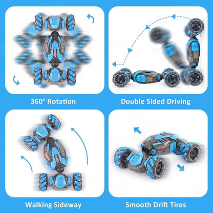 Gesture Sensing RC Stunt Car for Boys Remote Control Toys for Kids Age 5-7 6-8 9 10 11 12+ Years Old Birthday Gifts 2.4GHz Hand Controlled RC Drift Car with Light &amp Music Double-Sided Driving