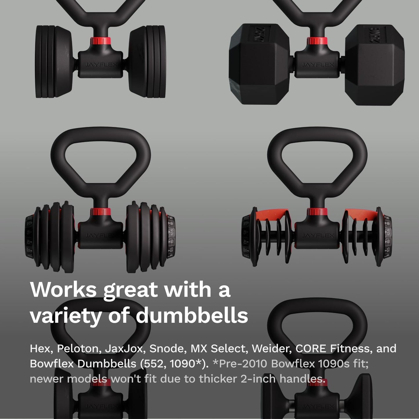 Jayflex Hyperbell Rotating Kettlebell Grip for Dumbbells - Adjustable Weight Dumbbell Grips for Work from Home Fitness - 100 lb Capacity Converter for Kettlebells and Home Workouts