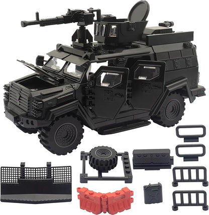 Military Vehicle Building Toy Armored Vehicle Building Block Toy Army Battle Brick Military Car Model Toys for Age 6 7 8 9 10 11 12+ Accessories Compatible with Major Mini Figure (Black)