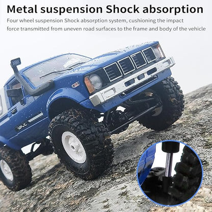 GoolRC RC Truck WPL C24 RC Crawler 1/16 Scale Remote Control Car 4WD All Terrain Off Road Pickup Truck 2.4GHz RC Climbing Car with LED Light 2 Batteries for Adults (Blue)