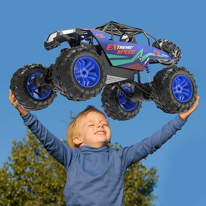 DEERC Large 1:8 Scale Upgraded Monster Truck Remote Control Car for Adults Boys Off Road RC Cars with Realistic Sound 2.4Ghz 4WD Rock Crawler Toy All Terrain Climbing 2 Batteries for 80 Min Play