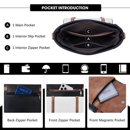 Roulens Crossbody Bags for Women,Multi Pocket Crossbody Purses Vegan Leather Shoulder Handbags Travel Purse Adjustable Strap