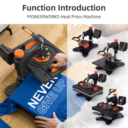11 in 1 Heat Press Machine Professional Sublimation Machine 12" X 15", 360-Degree Swing Away, Multifunction Heat Transfer Machine Industrial-Quality for T-Shirts, Pillow, Hats, Caps, Mugs and Plate