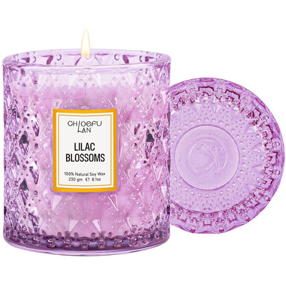 Chloefu LAN Lilac Blossoms Scented Candle, Highly Floral Fragranced Candle, Natural Soy Wax Candle Gift, Candles Gifts for Women, 55 Hours Long Burning, Home Decorative, 8.1 oz