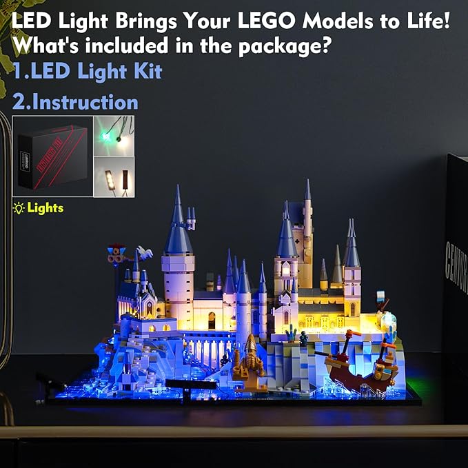 VONADO Updated LED Light Kit Compatible with Lego Hogwarts Castle and Grounds 76419 Creative Lighting Set Accessories Compatible with Lego 76419 Building Set (Lights Only No Models)