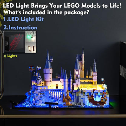 VONADO Updated LED Light Kit Compatible with Lego Hogwarts Castle and Grounds 76419 Creative Lighting Set Accessories Compatible with Lego 76419 Building Set (Lights Only No Models)
