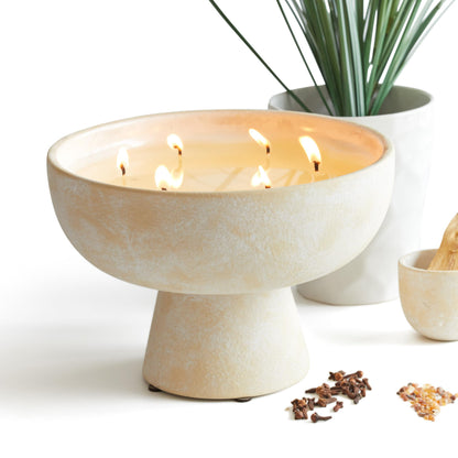 Blueme Spiritual Candle | Palo Santo & Vetiver | 6 Wick - Refillable Wellness Candle with Essential Oils, Hand Finished & Poured Soy Wax Blend Ceramic Vessel, Natural Cotton Wicks | Giant 45 oz