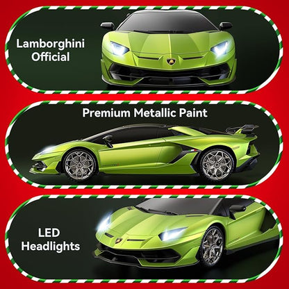 Lamborghini Remote Control CarOfficially Licensed 1:16 Scale Lambo Rechargeable Hobby Rc Cars with Headlight 2.4GHz Race Car Toys for Boy Girl 4-12 Years Old 12Km/h Green