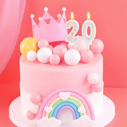 EAKE 20th Birthday Candle Macaron Glitter 3D Pastel Number 20 Candles for Birthday Cakes Girl Women Sweet Theme Birthday Wedding Anniversary Party Cake Decoration