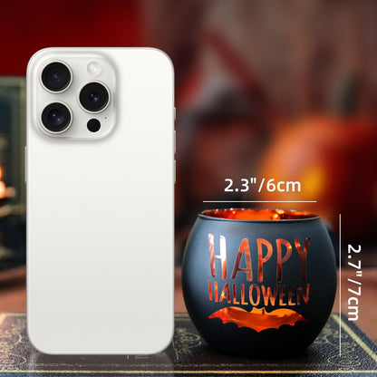 WDHODEC Halloween Candle Holders 6 Pieces Black Glass Votive Candle Holder for Halloween Wedding, Party, Table Centerpiece Décor Halloween Decorations Indoor and Outdoor