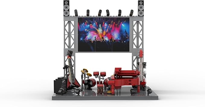 Rock Concert Building Sets MOC Musical Instrument Building Blocks with Piano Bass Guitar &amp Drum Set Building Kit Gift Includes Stage Screen &amp Light Scenes 573PCS