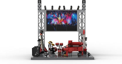 Rock Concert Building Sets MOC Musical Instrument Building Blocks with Piano Bass Guitar &amp Drum Set Building Kit Gift Includes Stage Screen &amp Light Scenes 573PCS