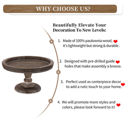 Hanobe Display Riser for Farmhouse Decor: Rustic Wooden Risers Round Decorative Pedestal Plate Stand Holder Tray for Candle, Cupcake, Plant