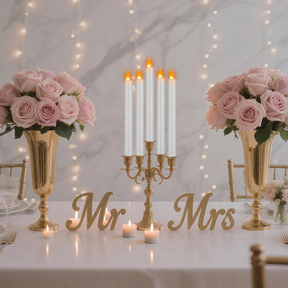 wemarry Flameless Taper Candles 10" Dripless Battery Operated Taper Candles Included Remote Timer 400+ Hours by 2AA Batteries for Halloween Christmas Wedding (White, 12 Pack)