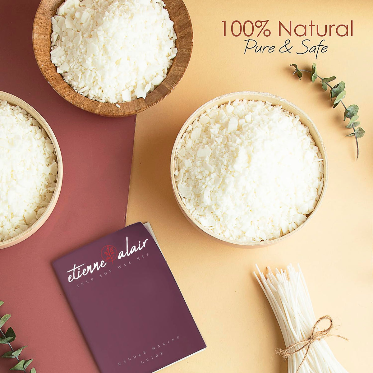 Etienne Alair Organic Soy Candle Wax for Candle Making, 5 lbs Natural Candles Making Supplies, Beeswax-Free, Paraffin-Free, Pure Soy Wax Flakes Perfect for Candles, Tealights and Melts