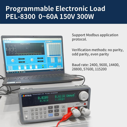 MATRIX Electronic Load Tester PEL8300, 150V/60A 300W Programmable DC Electronic Load, 0.1mV 0.1mA Resolution DC Power Supply Tester for Voltage Current, 0.1% Accuracy Electric Circuit Testing Device