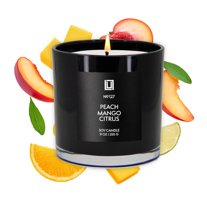 Lulu Candles | Peach, Mango & Citrus | Smells Sweet & Fruity | Luxury Scented Soy Jar Candle | Hand Poured in The USA | Highly Scented Long Lasting (9 Oz.)