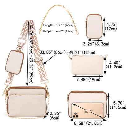 UTO Small Crossbody Bags for Women 3 in 1 Trendy Belt Purse Fashion Designer Mini Cute Sling Fanny Chest Pack