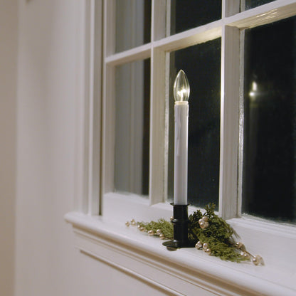 612 Vermont Ultra-Bright LED Window Candles with Timer, Battery Operated, Metal Base, White Candlestick, Adjustable Height (Pack of 4, Matte Onyx)
