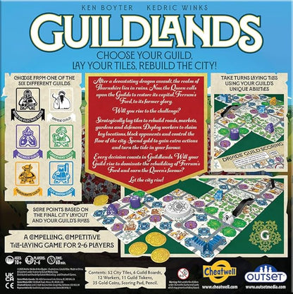 Guildlands - Choose Your Guild Lay Your Tiles Rebuild The City! - for 2 to 6 Players Ages 10 and up