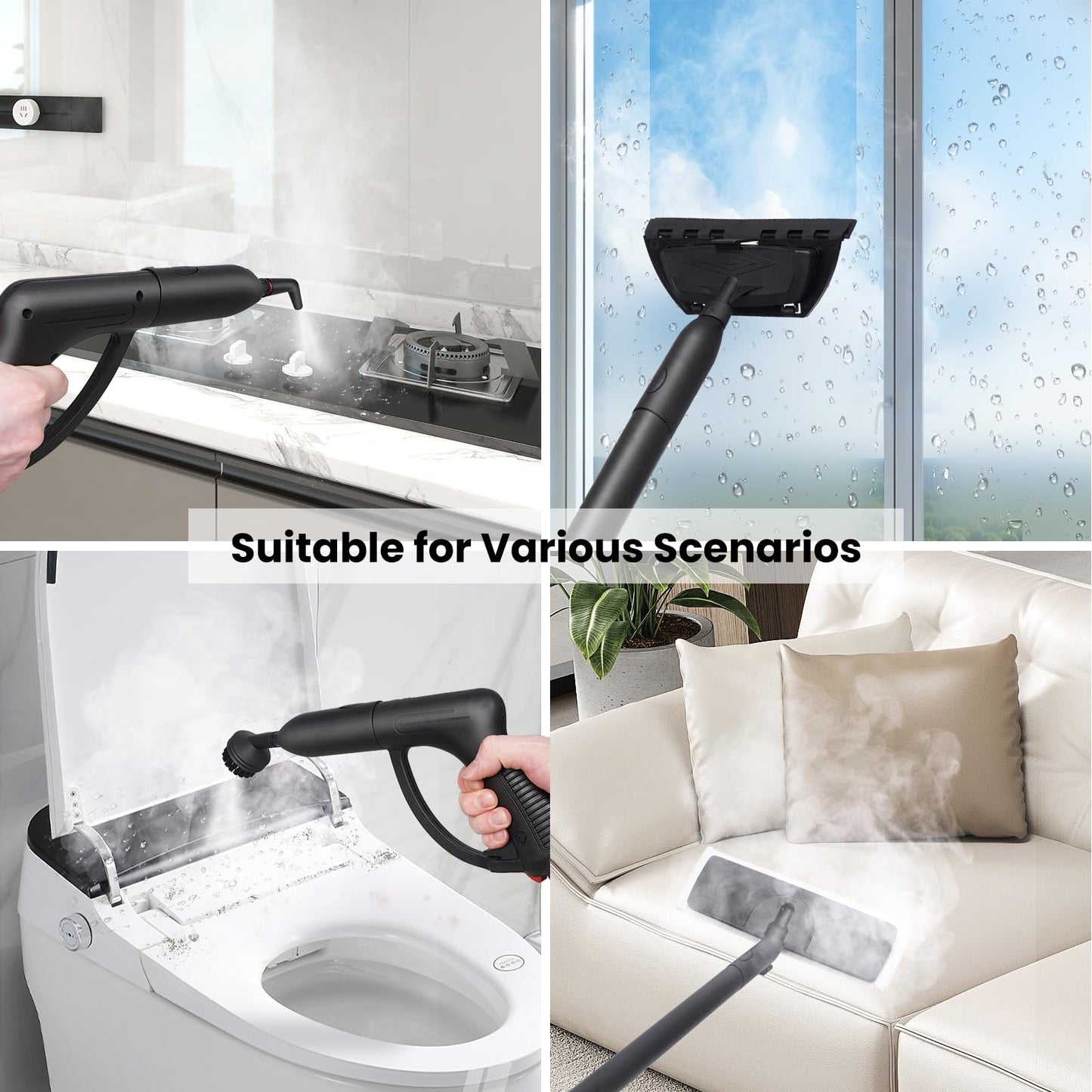 Steam Cleaner 1.5L Steamer for Cleaning Fast Heating 6-in-1 Multi-Surface with 8 Accessories UL499 Certified